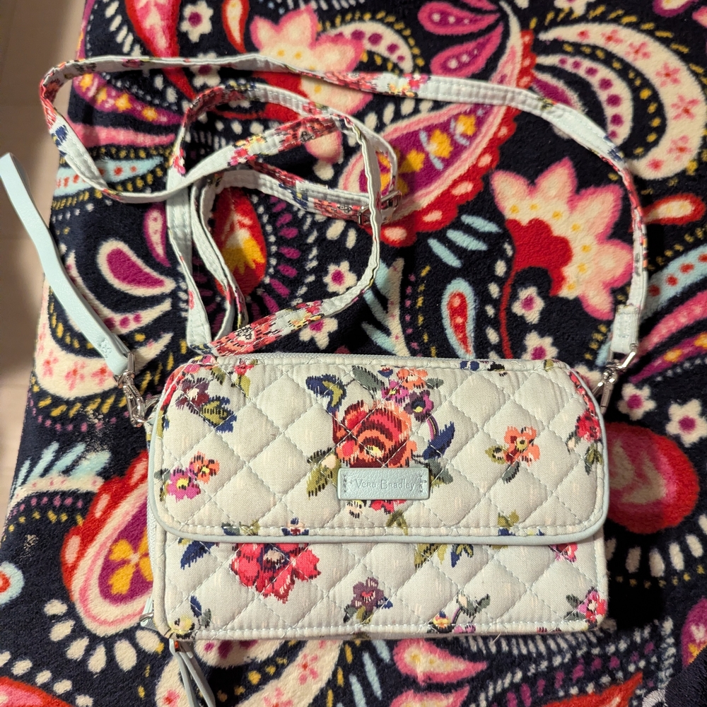 Vera Bradley Quilted Floral Crossbody Bag - Cream and Pink
